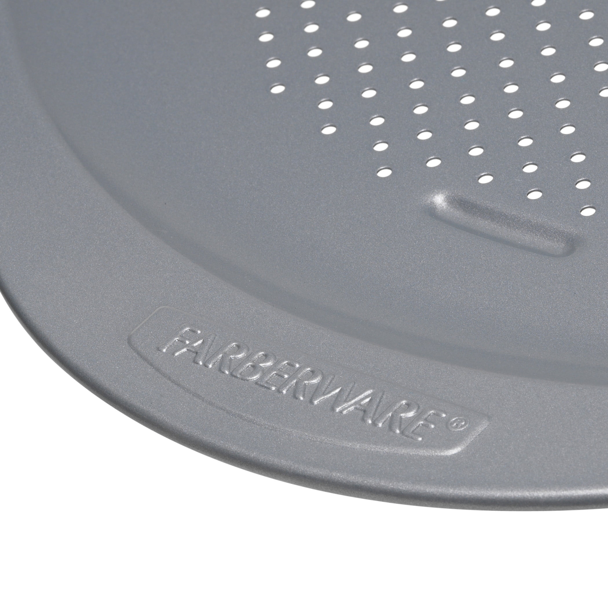 Farberware GOLDENBAKE 15.5 Inch Nonstick Perforated Pizza Pan, Dishwasher Safe and Oven Safe to 450°F, Light Gray