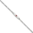 thumbnail image 1 of 14K White Gold Wg Medical Semi-Solid Soft Diamond Shape Red Enamel Figaro Id Bracelet (6 X 6) Made In United States xm602ccw-6, 1 of 4