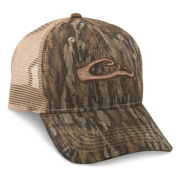 Drake Waterfowl Men's Mesh-Back Camo Hunting Cap Mossy Oak Bottomland One Size Fits Most