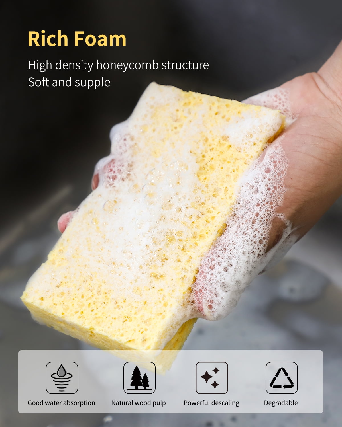ARCLIBER Pack of 12 Non-Scratch Compressed Scrub Sponges Dish Scrubber for  Kitchen 