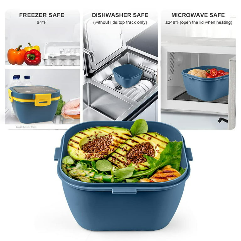 Large Microwave Safe Bento Box Big Salad Food Container 4 Compartment Tray  BPA-Free Lunch Box Salad Bowl With Dressing Container - AliExpress