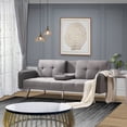 thumbnail image 2 of Convertible Futon Sofa Couch, 74" W Mid Century Sofa Couch with Armrest, Recliner Couch with Metal Legs, Cup Holders, Multiangle Backrest, Fabric Couches and Sofas for Living Room, Gray, Q14002, 2 of 12