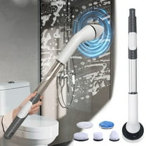 Electric Spin Scrubber, Harpi IPX7 Waterproof Bathroom Cleaner Brush, Handheld Multifunctional Bathroom Long Handle Auto Rotating Household Electric Cleaning Brush Set