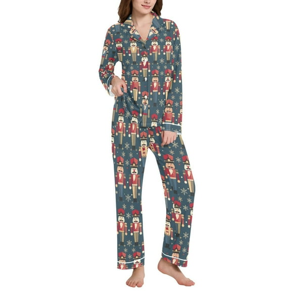 joogoo Nutcrackers Pajamas Set for Women Long Sleeve Pjs Loungewear L