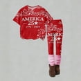thumbnail image 3 of CCRFTGI 250&nbsp;Anniversary Usa Summer Outfits for Kids Girls Size 8 Patriotic 2 Piece Outfits America 250 Oversized T Shirts and Leggings Elastic Waist Freedom Clothing Sets Wine 2-3 Years, 3 of 5