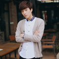 thumbnail image 2 of Suéter de punto de primavera y otoño para hombre, cárdigan fino, color sólido, chaqueta de punto de algodón con cuello en V para hombre joven, 2 of 6