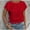 Red, variant on Generic Womens Tops 2025 Casual Crew Neck Eyelet Embroidery Summer Blouse Short Sleeve Loose Trendy T Shirts