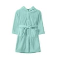 thumbnail image 2 of TIMIFIS Ear Hooded Bathrobe for Toddler Fleece Button Down Solid Color Robes with Pockets Soft Loungewear Pajama Robe Warm Comfy Sleepwear Kids Fall Winter Nightwear, for 3-8T, 2 of 4