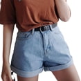thumbnail image 3 of Ihhxva Denim Shorts for Women High Waisted Elastic Waist Stretchable Summer Dark Wash Straight-Leg Short Jeans Jeggings Streetwear Daily Wear Casual S-2XL, 3 of 6