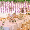 thumbnail image 4 of Wisteria Hanging Flowers, Artificial Flowers 40 Branches Wisteria Vine Purple Silk Garlands Flowers for Wedding Arch Home Garden Outdoor Ceremony Decor, 4 of 5