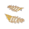thumbnail image 3 of CrunchyFashion Indian Traditional Jewelry- Ethnic Bridal Bride Wedding Bridesmaid Antique Gold Kundan Crystal Studded Yellow Meenakari Pearl Dangle Earrings Set For Women, 3 of 4