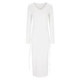 thumbnail image 6 of Usmixi Formal Dresses for Women Knitted Ribbed Party Prom Slim Wrap Formal Dress V-Neck Long Sleeve Solid Summer Maxi Dresses White M, 6 of 7