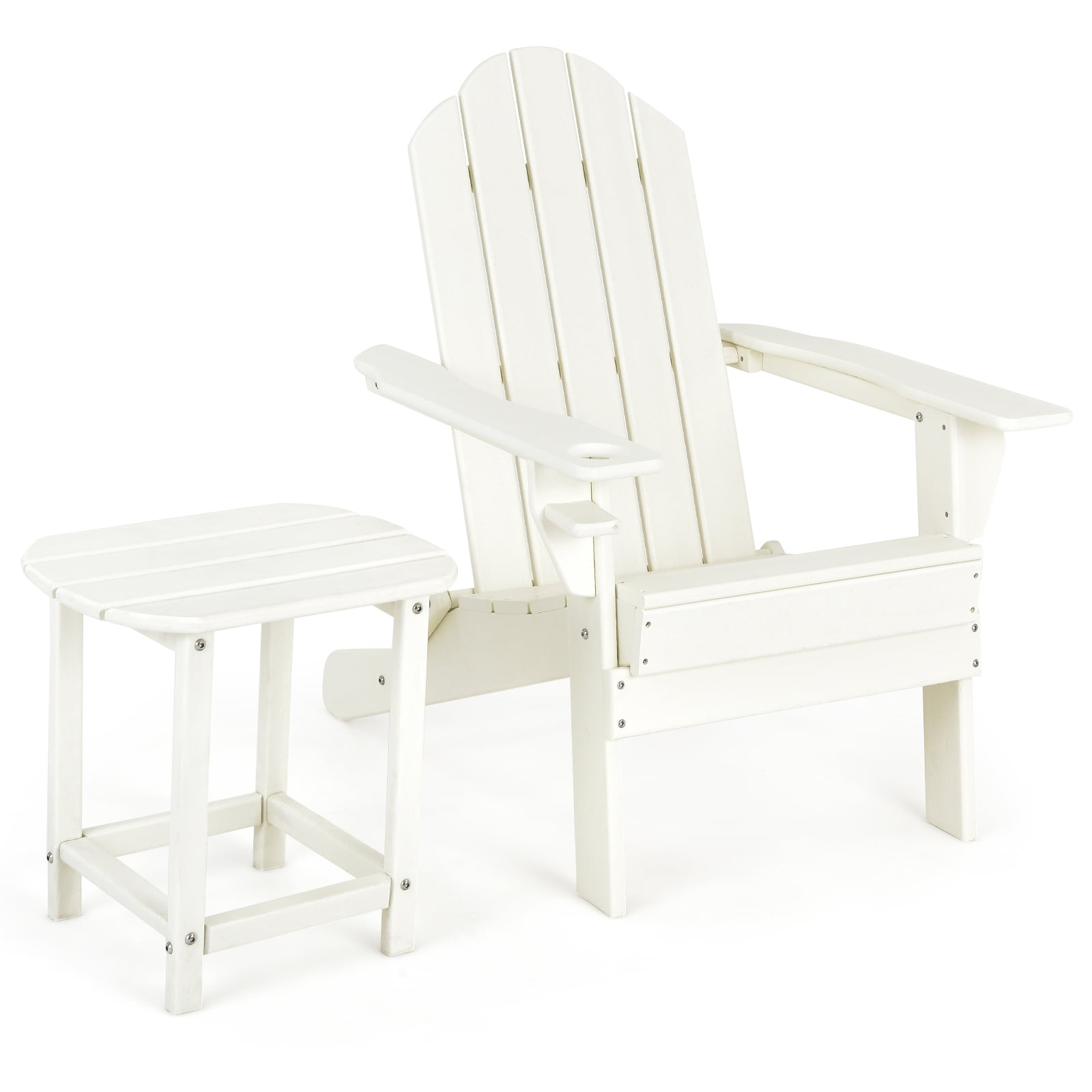 Patiojoy Patio 2PCS Adirondack Chair Side Table Set Outdoor Chair Set