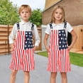 thumbnail image 2 of Gvdentm Kids 4th of July Outfit Boy American Flag Overall Girl Stretch Denim Jumpsuit USA Shorts with Zipper Fly Girls Overalls Red 13-14 Years, 2 of 9