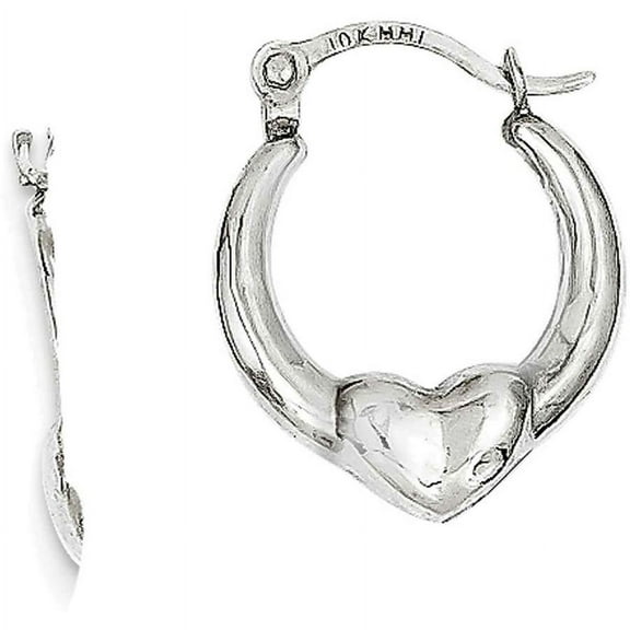 Primal Gold 10 Karat White Gold Heart Lightweight Hoop Earrings