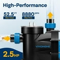thumbnail image 5 of SPECSTAR 2.5 HP Powerful Self Primming 8880 GPH Swimming Pool Pump w/Timer for in/Above Ground Pool 1.5" & 2.0'' Intlet Energy Saving w/Strainer Basket, 5 of 8
