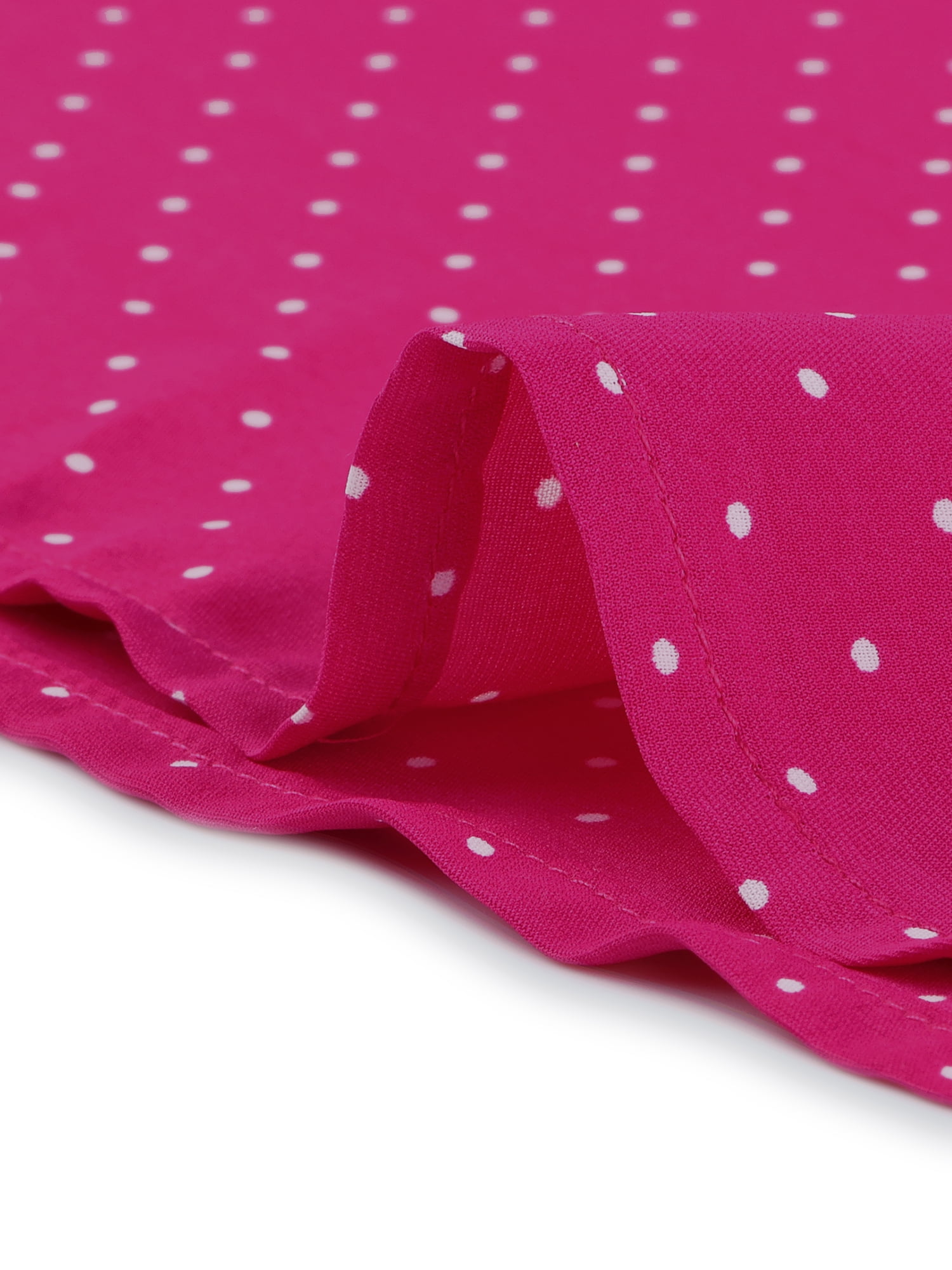 DARING DIVA Polka Dots Ruffled Neck 3/4 Sleeve Blouse Top M Hot Pink