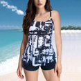 thumbnail image 2 of Baqcunre Women's Printed Two Piece Split Plus Size Swimsuit with Chest Pads, 1X Swimsuit Black L, 2 of 8