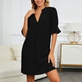 thumbnail image 5 of EYNMVR Shift Dress for Women V Neck Ruffle Sleeve Loose Summer Office Work Casual Dress, 5 of 7