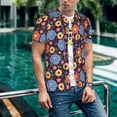 thumbnail image 6 of Zufioo Leaves Flower Print Men's Baseball Short Sleeve, Moisture Wicking Button-Down Hip Hop Tee-X-Large, 6 of 7