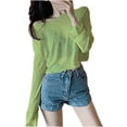 thumbnail image 2 of Qzwdhjm Beach Cover Ups for Women Long Sleeve Cropped Coverup Tops Boat Neck Lightweight Swimsuit Coverups Beach Vacation Cover Up Top, 2 of 3