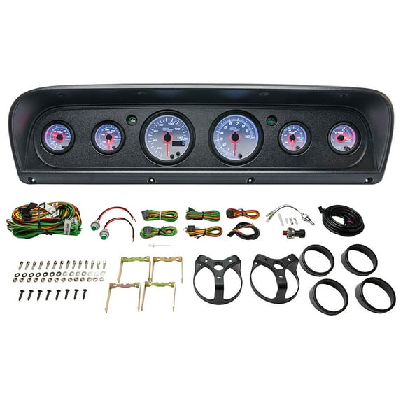 GlowShift | 1967-1972 5th Generation Ford F100 Dash Panel with White 7 Color Series 6 Gauge Set