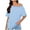 Light Blue, variant on Posijego Womens Summer Tops Short Sleeve Shirt Polka Dot Printed Round Neck Casual Blouses Loose Soft Tunic Shirts
