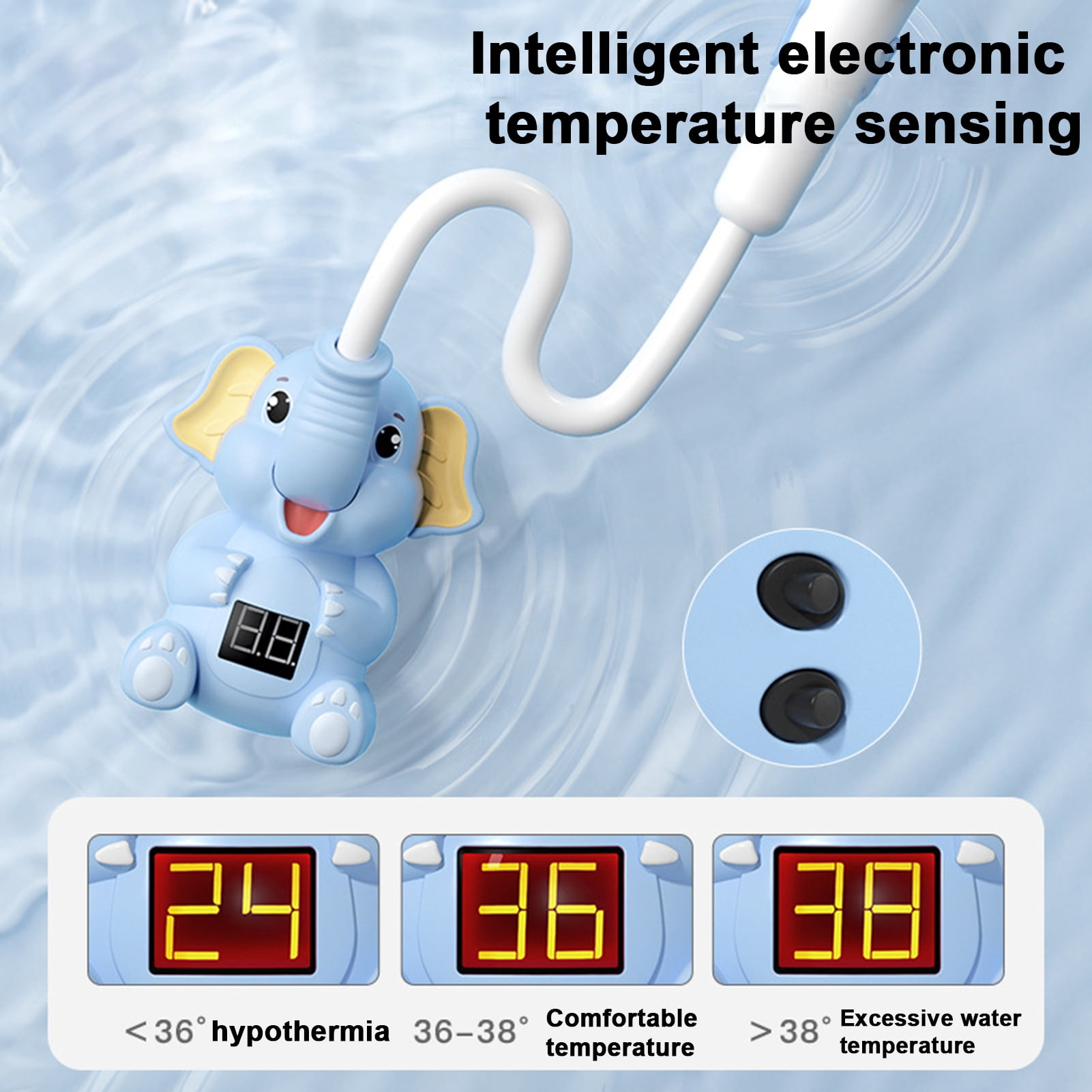 BAELLERT Elephant Baby Bath Shower Head with LCD Display Water Thermometer Electric Rechargeable Bathroom Showerhead Sprayer Toddlers Infants Tub Toy Boys Girls Gift