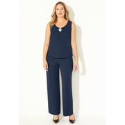 Catherines Womens Plus Size Accolades Georgette 3-Piece Pant Suit