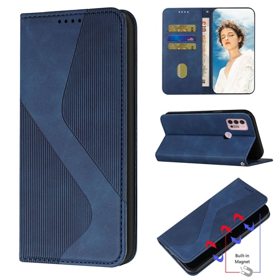 Allytechgroup Case for Moto G Power 2025, Motorola Moto G Power 2025 Cover, Card Slots Holder Pocket Wallet Pouch Case Flip Stand Shockproof Magnetic Case for Motorola Moto G Power 2025, Blue