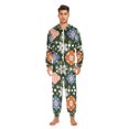 thumbnail image 3 of FORMRS Onesies Pajama for Adults Unisex Hoodie Winter Jumpsuit One Piece Sleepwear, Sizes S-2XL, Blue Geometric Flowers, 3 of 7