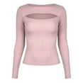 thumbnail image 3 of Women's Sexy Tight Long Sleeve Half High Neck T-Shirt Solid Color Stretchable Comfortable Casual Basic Top, 3 of 8