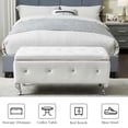 thumbnail image 6 of White Ottoman Bench with Crystal Buttons, Multipurpose Rectangular Storage Ottoman and Footrest for Living Room, Entryway & End of Bed, 6 of 7