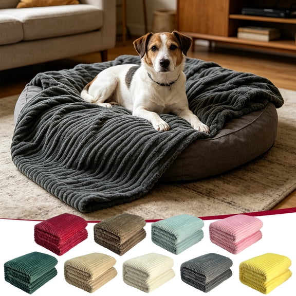 Dongrere Pet Striped Blanket, Quick Absorbent Soft Pet Towel Cushion for Home Living Room Pet Bed, 39x27.6 Inch, Gray
