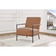 thumbnail image 2 of Chaise d'Appoint Verdugo avec Cadre Noir en Simili Cuir Brun Sable, 2 of 8