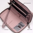 thumbnail image 4 of Cartera Bveyzi de piel con bloqueo RFID para mujer, color rosa oscuro, 4 of 7