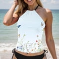 thumbnail image 5 of zaveiop High Neck Tankini Top Backless Bathing Suit for Women Key Hole Swimsuit Swim Top Only (Light Blue01, L), 5 of 7