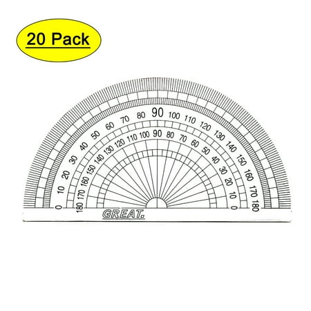 Plastic Protractor Math Protractor 0-180 Degree for Angle Measurement Math Class Office Supply 20 Pack