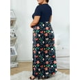 thumbnail image 3 of Cuteduck Womens Plus Size Maxi Dress Short Sleeve Floral Print Empire Waist Summer Dress with Pockets 1X-5X, 3 of 10