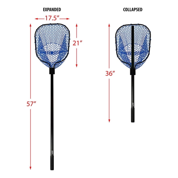 12 foot telescopic fishing net Tackle HD 36-57'' Telescopic Fishing Net with 12'' Deep Mesh for Saltwater  and Freshwater, Blue