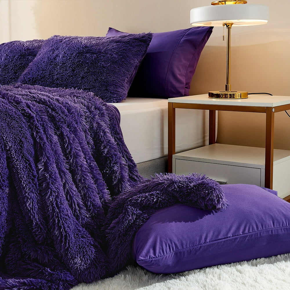 5 Pieces Plush Shaggy Duvet Cover Luxury Ultra Soft Crystal Velvet Bedding Set With Faux Fur