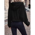 thumbnail image 5 of Women'S Fleece Jacket Women Full Zip Long Sleeve Hooded Coat Outerwear with Pockets Black S, 5 of 8