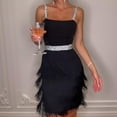 thumbnail image 2 of ALSLIAO Vestido elegante de noche para mujer, con lentejuelas y borlas, color negro, talla M, 2 of 8
