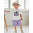 thumbnail image 6 of Qmyliery Toddler Baby Boy 4th of July Outfit Embroidery Crew Neck Short Sleeve T-Shirt and Plaid Shorts 2 Pcs Set 6 12 18 24 Months 3 Years, 6 of 9