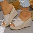 thumbnail image 5 of Sandals Women Wedge Open Toe Thick Soled Slip-on Spring Summer Fashionable Casual Versatile Solid Color Beach Shoes, 5 of 10