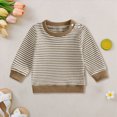 thumbnail image 2 of KPOPLK Toddler Baby Boys T-Shirts Crewneck Stripe Print Casual Long Sleeve Kids Fall Winter Basic Tops 3 6 9 12 18 24 Months,Size 3-6 Months, 2 of 4