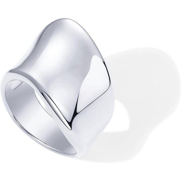 14K Gold Plated Chunky Statement Ring for Women | Stainless Steel Hypoallergenic Wide Stackable Rings