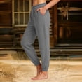 thumbnail image 5 of Tnhcen Women's Summer 100% Cotton Linen Loose Pants with Pockets Elastic Waist Drawstring Cuffed Ankle Length Casual Trousers S-2XL Comfortable Lightweight Breathable for Everyday Wear, 5 of 5