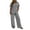 *Gray, variant on Women's 2 Piece Asymmetrical Button Pants Sets , Casual Summer Loose Matching Outfits For Women , Ladies' Short Sleeve Tunic Suit Sets with Pockets,Blue,S-3XL
