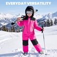 thumbnail image 3 of Kids One Piece Snow Suit Lightweight Insulated Ski Suit Windproof Hooded Snowsuit for Kids, 3 of 8